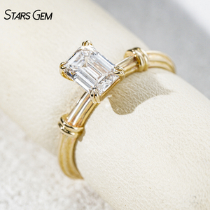 Bague en diamant de laboratoire, or jaune 10 carats, 1,2 carat, taille émeraude, bague solitaire, bagues de fiançailles - Product Image 1