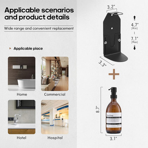 Supporto a Parete per Dispenser di Sapone con Vassoio Regolabile, Porta Dispenser <span class=keywords><strong>Doccia</strong></span> Antiruggine in Acciaio Inox SUS304 per Bottiglie Ricaricabili (Singolo) - Product Image 4