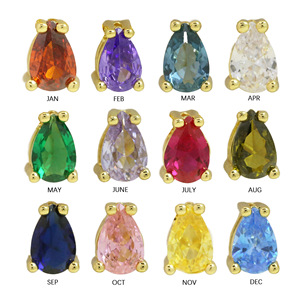 Tùy Chỉnh Birthstone Đồ Trang Sứ<span class=keywords><strong>c</strong></span> Ban Đầu 26 Tiếng Anh Chữ Teardrop Hình Phụ Nữ December Birthstone Vòng <span class=keywords><strong>C</strong></span>ổ - Product Image 4