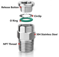 Raccord pneumatique 3/8 NPT * 1/4 OD SS 304 tube matériel raccord de tuyau d'air enfichable