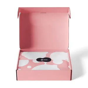 हुडीज़ के लिए अनुकूलित लोगो गुलाबी शिपिंग बॉक्स, ड्रेस के लिए फ़ोल्ड करने योग्य नालीदार बॉक्स अंडरवियर कपड़े पैकेजिंग मेलर बॉक्स