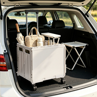 Chariot à main multi-usages pliable en PP sur roues, taille personnalisable, durable, pour cuisine, jardin, buanderie, déménagement - Nettoyage facile