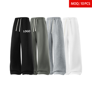 Pantalones Casuales de Hombre, 230GSM, Lisos, de Pierna Recta, Holgados, con Cintura Elástica Media, Cómodos para Correr - Product Image 1