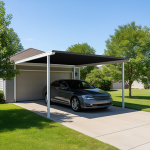 Abri de voiture D0100XF3KP2 10x20 pieds, toit plat, résistant aux UV, pour garages, stationnement de 2 voitures, style simple - Product Image 2