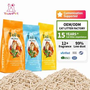 Litière pour chats en amidon de maïs et tofu de soja, directement de l'usine, forte agglomération, dissolution rapide, pour plusieurs chats, 6 sacs par carton - Product Image 1
