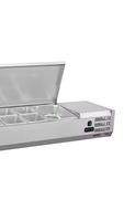 Réfrigérateur-bar commercial portable vertical en acier inoxydable électrique pour station de buffet extérieure de camping-car avec compresseur pour sauces et garnitures
