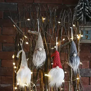 dekorative weihnachten gnomes Suppliers-Schwedische Weihnachts plüsch puppe Skandi navis che Santa Elf Gnome Weihnachts schmuck mit Licht für Weihnachts baum hängende Dekoration