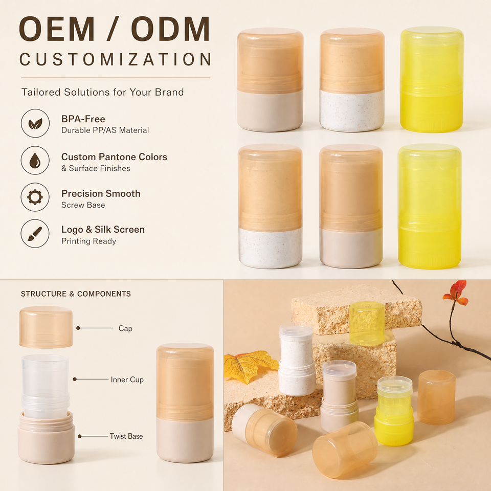 Cap Printing Sample 8g PP Round Twist up Tube Cylindrical Cosmetic Container Bottle Screw ...