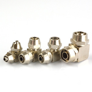 JIN Right Angle <b>Quick</b> Connect Fittings 6 8 10 12mm Brass Nickel Plated Air Hose Pneumatic <b>Connector</b> - Product Image 2