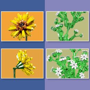 Bouquet de fleurs immortelles 24001-14, jouet de construction en plastique créatif et varié, modèle de décoration de la maison - Product Image 4
