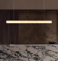 Luminaire suspendu linéaire en marbre et cuivre sur mesure, lustre moderne de luxe pour îlot de cuisine, décoration d'hôtel