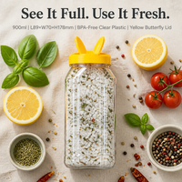 Conteneur à épices transparent en plastique écologique de qualité alimentaire durable pour la cuisine avec outils à épices