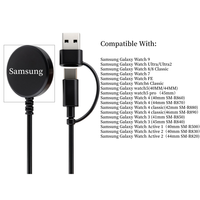 Câble USB A et Type-C 2 en 1 pour chargeur de montre connectée Samsung Watch 7 FE/6/5/Pro/4/3 Active & Classic - Plusieurs modèles
