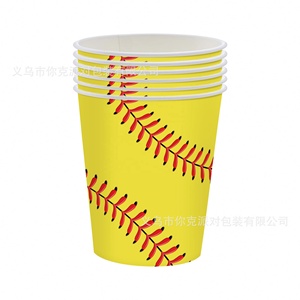 Assiettes, gobelets et <span class=keywords><strong>serviettes</strong></span> en <span class=keywords><strong>papier</strong></span> jetables à thème festival de softball jaune – Vente chaude, haute qualité, respectueux de l'environnement pour vos fêtes - Product Image 4