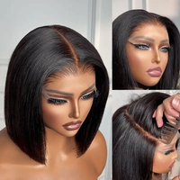 Perruques Bob en cheveux humains lisses, cheveux vietnamiens bruts, double densité, perruque Bob frontale complète naturelle avec dentelle transparente 13x4 sans colle