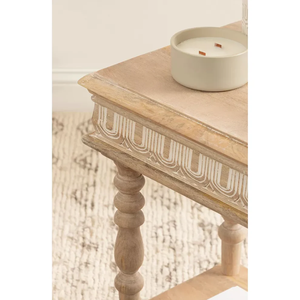 Traditional Wooden Nightstand with Hand Carved Detail Lower Shelf Solid Wood <b>Bedside</b> <b>Table</b> Bedroom Storage Furniture Home Decor - Product Image 4