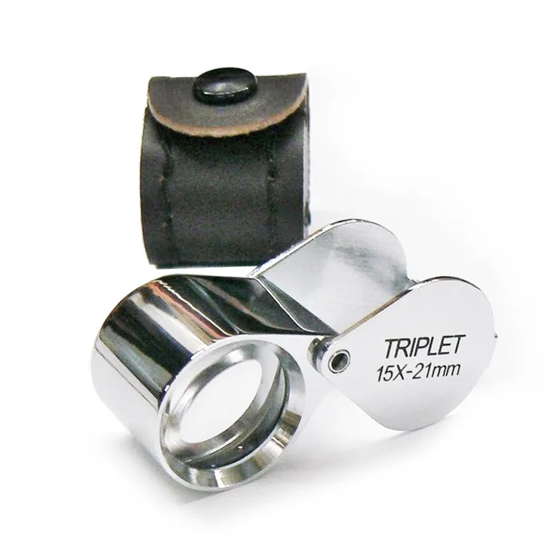 Jewelers 15x 21mm jewelry diamond loupe triplet metal folding magnifier mini magnifying glass