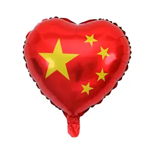 Wholesale Heart Shaped Five Star Flag Aluminium Balloon Party Decoration Supplies Self Inflating Balloon