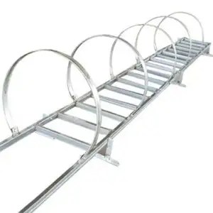 Açık galvanizli çelik dikey emniyet merdiveni Anti-pas ve korozyon sabit çatı kafesi erişimi portatif merdiven