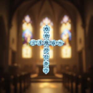 Shraman Diamond - Colgante de Cruz de Moissanita Chapado en Rodio de Oro Blanco de 10K, Joyería Fina Religiosa para Mujeres, Hombres y Niños - Product Image 2