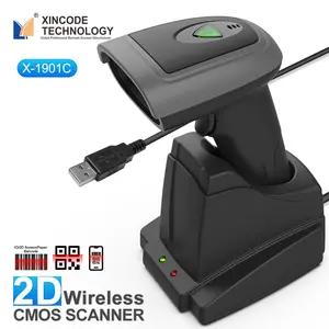 Wireless Cradle Barcode scanning 2D QR Bar Code Reader Handheld QrCode 2D Barcode Scanner X-1901C