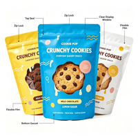 Emballage de boulangerie personnalisé avec logo OEM, sachet Doypack mat refermable avec fenêtre transparente pour biscuits croustillants