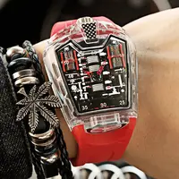 Transparant Rubber Silicone Belt Concept Quartz Horloge Racing Sport Polshorloge Mechanische Cyberpunk Mannen Sieraden