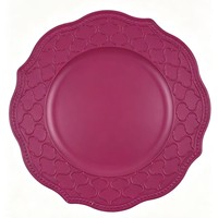Assiette ronde en plastique rétro à bords ondulés, tapis de table, centre de table de mariage, décoration de dessert - Décoration de rangement polyvalente