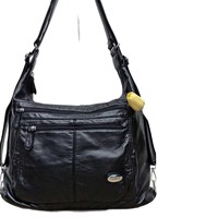 Sac bandoulière multifonction Y2K en PU souple délavé, convertible (à porter à l'épaule, en bandoulière ou sur le dos), grande capacité, fermeture éclair, en polyester