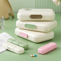 Boîte de Rangement Portable pour Pilules et Comprimés, Grande Capacité, Design Bicolore, Distributeur de Médicaments Semainier (3 Repas/Jour) pour Voyage