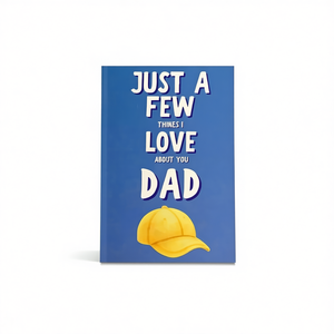 Juste quelques choses que j'aime chez toi papa, carte de vœux bleue avec motif de casquette jaune - Product Image 2