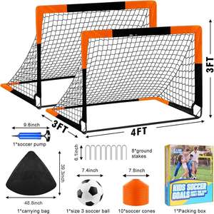 Buts de football pour enfants pour la cour, lot de 2, 4 x 3 pieds/6 x 4, but de football pour tout-petits, équipement <span class=keywords><strong>d</strong></span>'entraînement avec ballon de football - Product Image 3