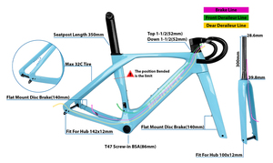 Cuadro de bicicleta de carretera de carbono 700C, freno de disco de montaje plano, cuadro de bicicleta de carretera <span class=keywords><strong>Aero</strong></span> con manillar completamente oculto, conjunto de cuadro de bicicleta de carretera - Product Image 6