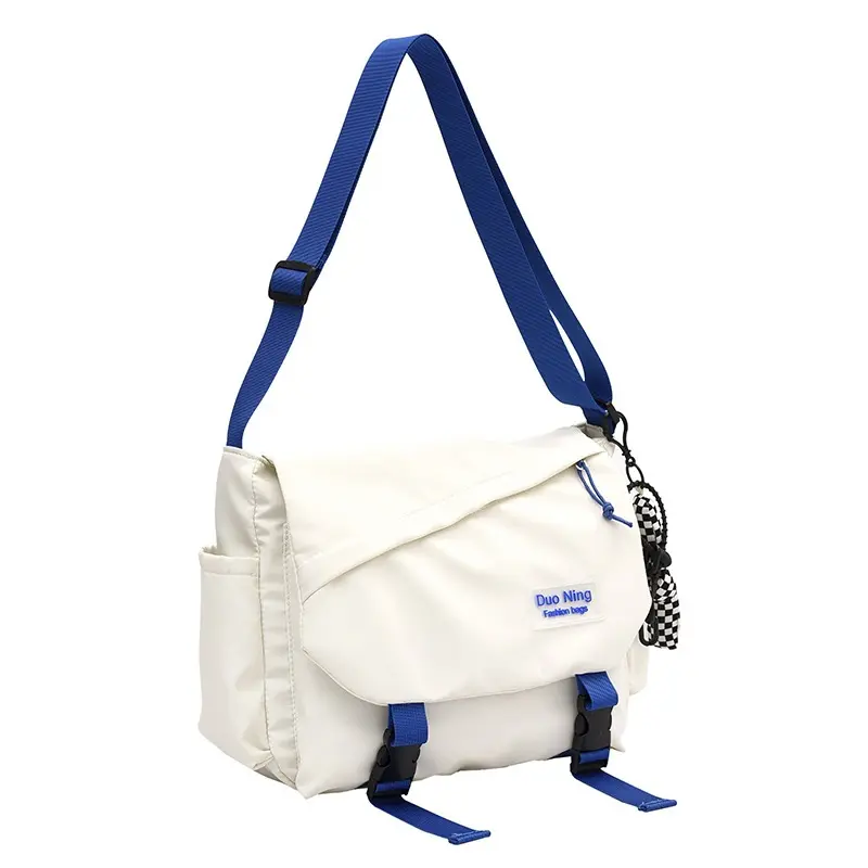 Tooling wind contrast color nylon cloth bag simple high school students niche one shoulder satchel messenger bag