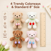 Ours en peluche doux à ruban tulipe, 8 pouces, poupée en peluche à cheveux bouclés, prix pour machine de jeu d'arcade de centre commercial, articles en vente directe