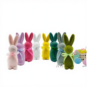 DAMAI Luxury Easter Bunny Party Supplies Flocked Rabbit Tabletop Centerpiece Spring Home Office <b>Table</b> <b>Birthday</b> Decoration - Product Image 2