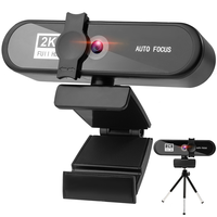Webcam Full HD 2K untuk Komputer PC, Webcam dengan Fokus Otomatis, Kamera Laptop untuk Youtube, Skype, Siaran Langsung, Video, dan Kerja
