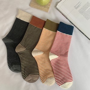 New Japanese <strong>Socks</strong> <strong>Set</strong> Striped Women's Casual Cotton <strong>Socks</strong> Autumn Simple Women's Medium Length <strong>Socks</strong> - Product Image 1