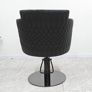Sillón de Barbería Hidráulico Acolchado Negro, Silla de Estilismo Ajustable y Reclinable para Barbería - Product Image 2