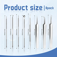 Kit professionnel de traitement de l'acné du visage avec outil pour éliminer les boutons, extracteur de comédons, pinces, étui tout en métal de différentes formes