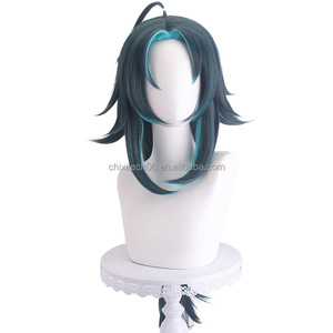 La perruque originale Xiao Cosplay du Dieu Liyue, Gardien des Immortels <span class=keywords><strong>Yasha</strong></span>, avec un coloris spécial et une technique inversée - Product Image 3