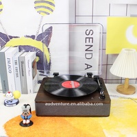 BT retro gramophone, lecteur de disque à dents bleues, lecteur de disque vinyle avec couvercle anti-poussière, bon plateau tournant en bois