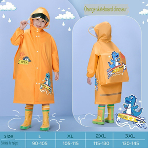 Dễ thương phim hoạt hình khủng long Áo mưa cho trẻ em không thấm nước dài cổ Poncho với còng đàn hồi không mùi môi trường vật liệu an toàn - Product Image 6