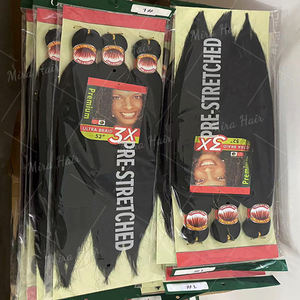 Proveedores de peluca al por mayor 300g Premium Afro Kinky Trenzado Pre estirado Crochet Fibra sintética Extensiones de trenza de cabello - Product Image 4