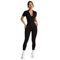 Combinaison de yoga sans couture à manches trois quarts et bretelles spaghetti pour femmes, idéale pour les sports de plein air et les entraînements de haute intensité