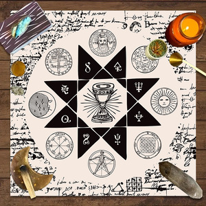 Mantel de poliéster económico para tarot, con diseño misterioso de runas y fases lunares modernas, tela decorativa para juegos de mesa, poliéster para rituales de sacrificio de brujas - Product Image 2