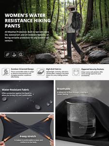 여성용 경량 여름 방수 소프트쉘 작업 바지, 멀티 포켓 통기성 카고 등산 팬츠 - Product Image 4