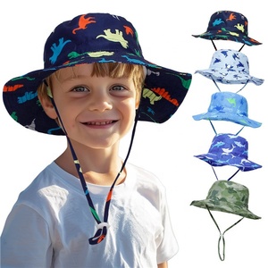 2024 été bébé <span class=keywords><strong>chapeau</strong></span> de soleil enfants plage large bord extérieur <span class=keywords><strong>UV</strong></span> protection enfant en bas âge garçons filles dessin animé animaux imprimé seau chapeaux - Product Image 1