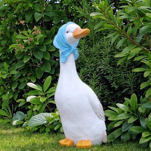 Statue de canard en résine blanche grandeur nature, vente en gros d'usine, ornement pour extérieur, jardin, pelouse, paysage, sculpture décorative, oie - Product Image 5