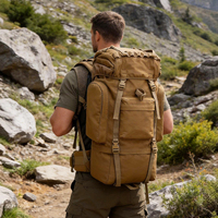 Sac à dos tactique 65L, camouflage haute densité, Oxford 900D, imperméable, équipement de randonnée avec fermeture à glissière